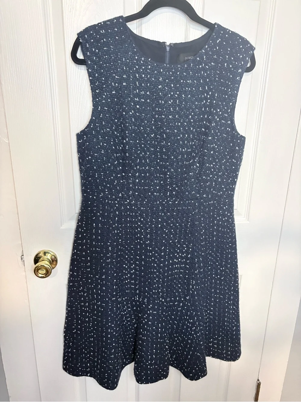 J.Crew Navy Speckled Bouclé Sleeveless Fit & Flare Dress Size 12